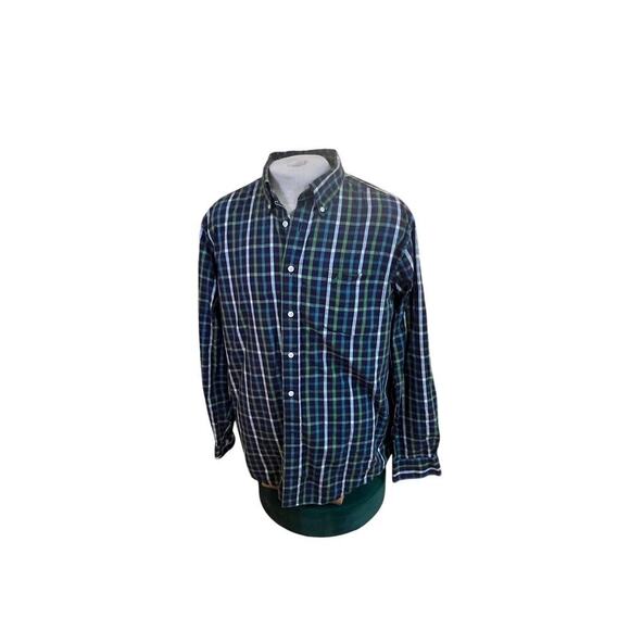 NAUTICA LONG SLEEVE BLUE GREEN PLAID BUTTON UP MENS SIZE XL - Picture 1 of 6